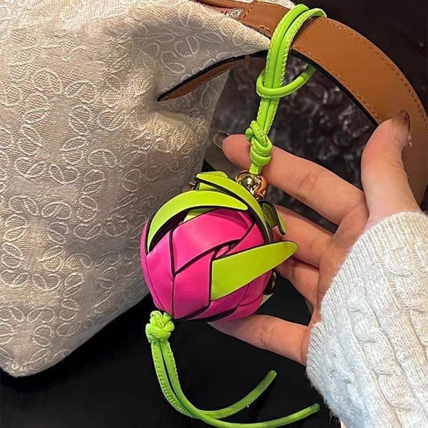 Cowhide Decorative Pendant Creative Bag Accessories Hand-woven Genuine Leather Dragon Fruit Pendant Bag Simulated Bag Charms 251217