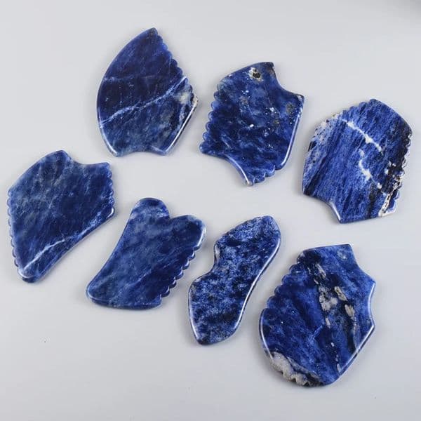 Natural Jade Stone Gua Sha Blue Stripe Face Massage Comb Edge Facial Skin Scraping Tool Beauty Health Anti-Cellulite Relieve SPA 251210