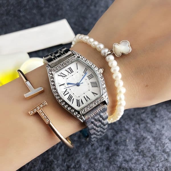 Fashion Full Brand Wrist Watch Women Girl 27mm Pretty Style Waterproof Stainless Steel Metal Band Quartz Luxury Logo Clock CA212