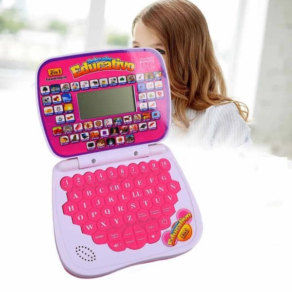 ZK40 Kids Learning Machine English Spanish Music Function Interactive Educational Laptop for Children Pink 251218