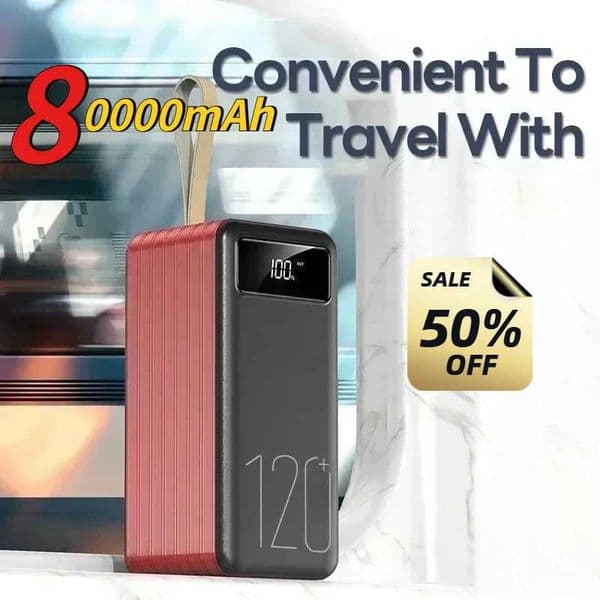 80000mAh Portable 120W Fast Charging Power Bank Digital Display Portable Charger for IPhone Power Bank C251218