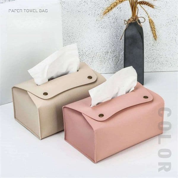 Simple Solid Color Tissue Household Table PU Leather Napkin Holder Waterproof Storage Sundries Case Car Paper Organizers Box 25H1218