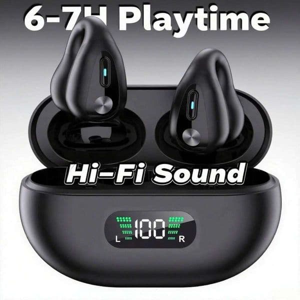 Q80 Bluetooth Wireless In Clip BT 5.3 Bone Conduction Earphone Design Touch Control LED Sports Headsets Headphones Ear Hook