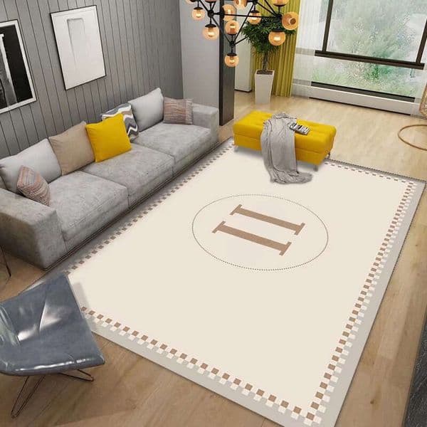 Light Luxury High-End Living Room Carpet Trendy Brand Sofa Coffee Table Rug Large Size Full Coverage Dirt-Resistant Mat Crystal Velvet Cushion Bedroom B2 thumbnail 2