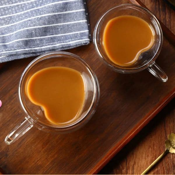 Heart Love Shaped Glass Cup Double Wall Mug Tea Mug Milk Coffee Cup Latte Mugs Lemon Juice Cup Heat-Resisting Drinkware 251218