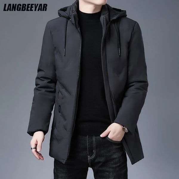 Top Grade Men Parka Jacket Thick Casual Fashion Windbreaker Hooded Quilted Bubble Coats Long Mens Clothes 251205