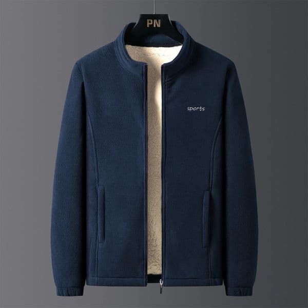 Winter thick fleece lamb wool with fleece jacket mens coat stand collar middle-aged top business casual multi color selection 251213