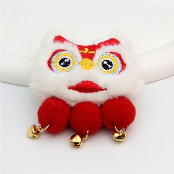 2Pcs Fashion Exquisite Cute Y2K Bag Charm New Year Plush Pendant Cute Lion Bag Charm Gold Ingot Brooch DIY Year Of The Horse Keychain