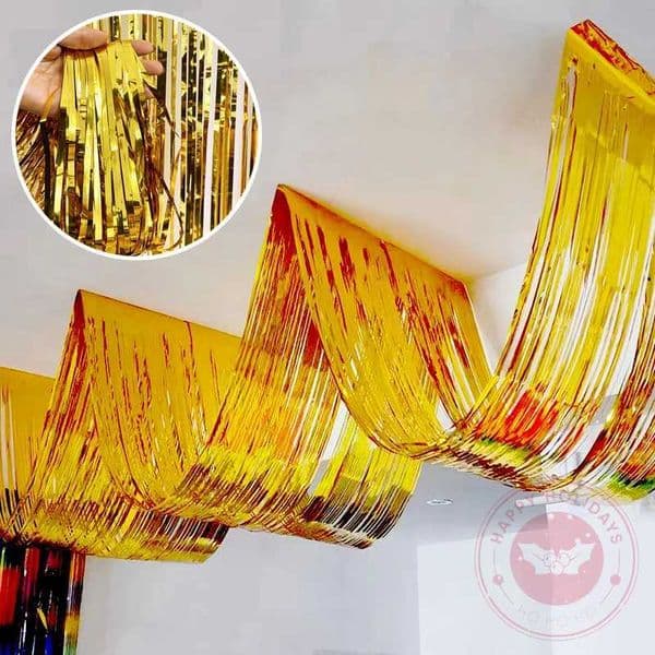 33cm450cm 3-Fold Wave Scene Layout Wedding Celebration Color Bar Birthday Party Festival Parti Stage Decoration Rain Curtain X251218