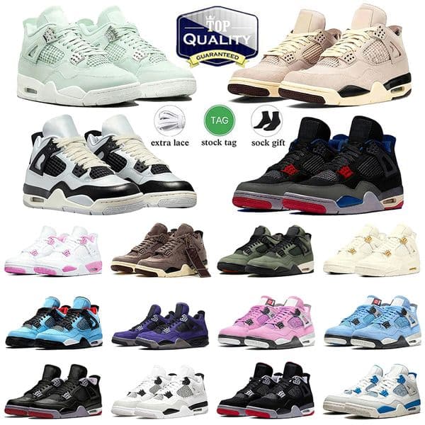 Designer shoes 4 Basketball Shoes for Women Pure Platinum Rare 4s AMM Underfeated Sail TS Purple Cool Orchid University Blue Pink j4 Bred Leather Seafoam Men 36-46