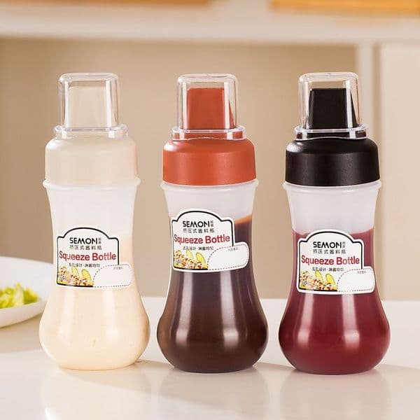 350ml 5-hole Scale Squeeze Sauce Bottle Ketchup Spice Tool Sauces Multi-purpose Food Grade Plastic Squeeze Bottles Kitchen Tools hz139