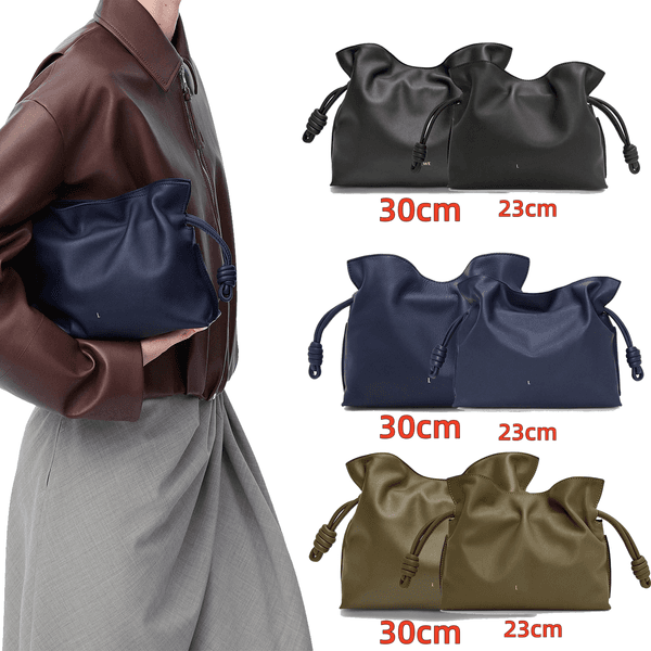 Designer bag Women Cow leather Flamenco Knot Shoulder bag Large Lucky Hobo Tote Handbag Fashion Drawstring Strap underarm crossbody bag Axillary Pouch Laptop Purse
