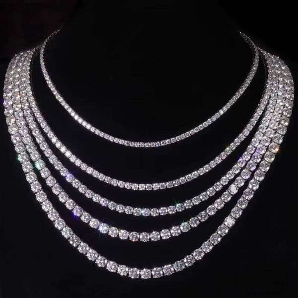 S925 Sterling Silver Gold Plated High-End VVS Moissanite Necklace Hip-Hop Unisex 2/3/4/5/65mm Tennis Chain