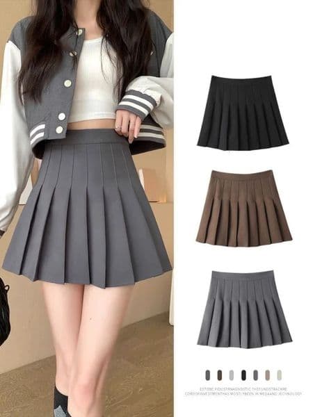 pleated skirt for 2025 Womens Mini Skirts Japanese School High Waist Kawaii Cute grey Plaid Skirt Uniform Harajuku Jupe 251212