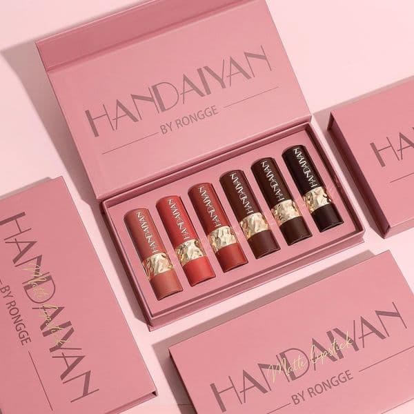 6Pcs Gift Box Velvet Matte Lipstick Kit Lips Makeup Nude Lip Stick Nonstick Cup Waterproof Lipstick Set Foggy Matte Lip Balm 251211