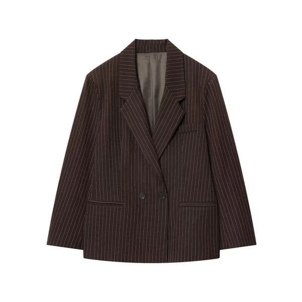 autumn womens casual fashion temperament simple loose version pinstripe long-sleeved suit jacket 251212