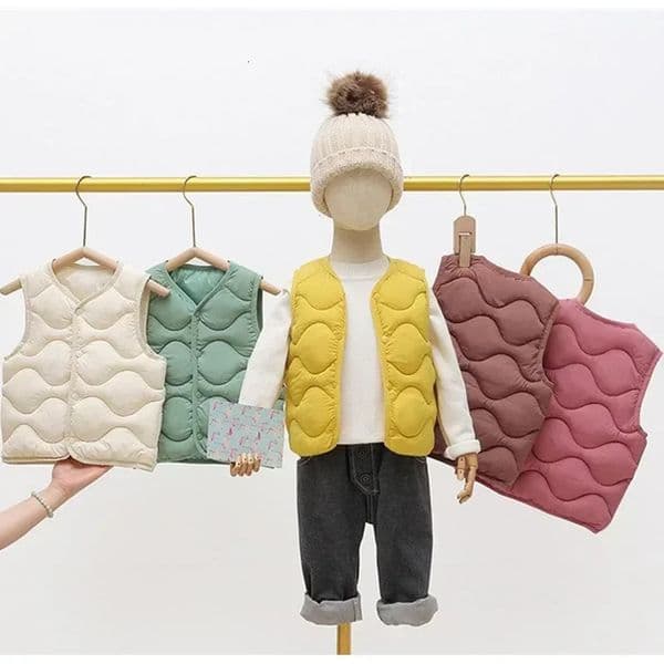 Children Warm Cotton Vest Fashion Solid Boys Girls Baby Toddler Autumn Winter Waistcoats Casual Versatile Kids Clothing Tops 251211BJ