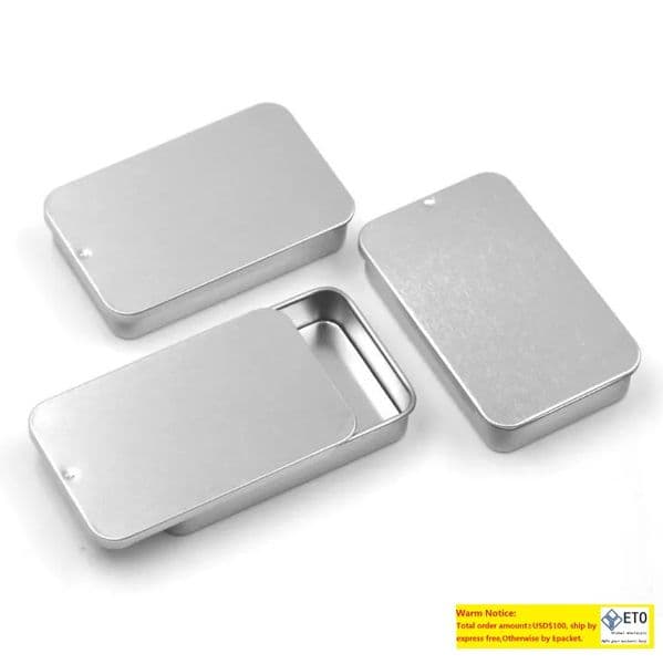 White Sliding Tin Box Mint Packing Food Storage Container Boxes Small Metal Case Size 80x50x15mm LL