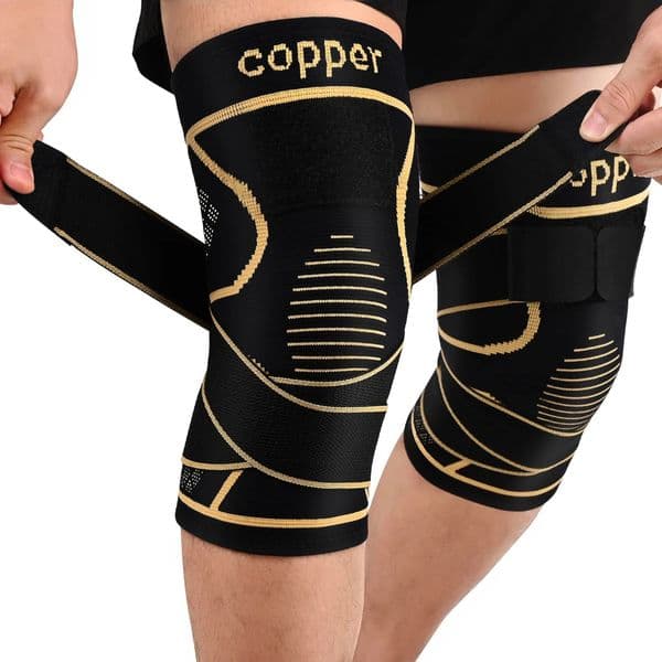 2pc Copper Knee Braces with Strap for Knee Pain Women and Men Joint Pain Relief Knee Support for Working Running Weightlifti 251210