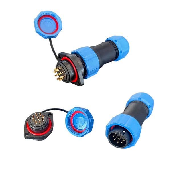 10pcs IP68 M21 connectors 2 holes flange 9-Cores 5A Waterproof Industrial cable adapter