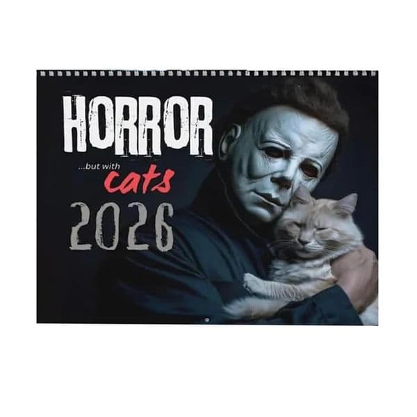 2026 Halloween Horror Movie Cats Wall Calendar 12Month Spiral Bound for Fans Home Office Dcor 251218