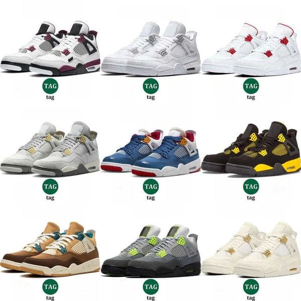 2025 Designer Jump Mans 4S Sneakers Men Women Black White Thunder Pink Oreo Bred Military Blue Cool Grey Mens Womens Outdoor Casual basketball shoes AA1