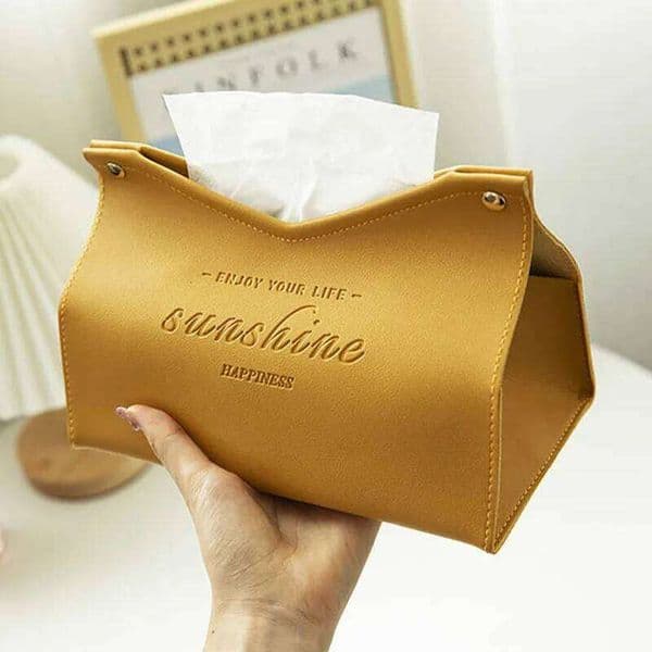 Leather Tissue Home Living Room Decoration Bedroom Kitchen Desktop Nordic Large Storage Box Napkin Holder 25H1219