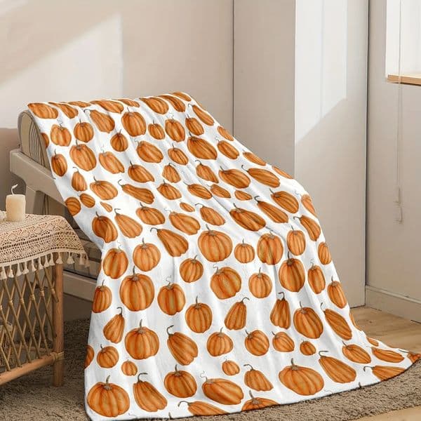 1pc Throw Pumpkin Printed Flannel Blanket for Couch Bed Sofa Comfy Warm blankets for Thanksgiving Christmas Gifts all season 251211