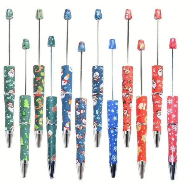 6PCS9PCS12PCS Colorful Christmas Themed DIY Bead Ballpoint Pen Set Creative Office And Study Supplies DIY Gifts 251211