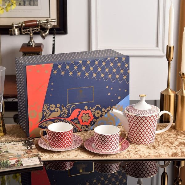 Luxurious Ceramic Coffee Set with One Teapot and Two Cups, Perfect for Stylish Entertaining, Celebrations, or Every Day Use