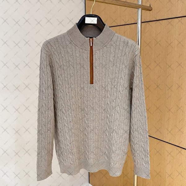 Mens sweaters luxury sweaters lpp classic italy money style Half Zip wool sweater Wool blend Casual Pullover