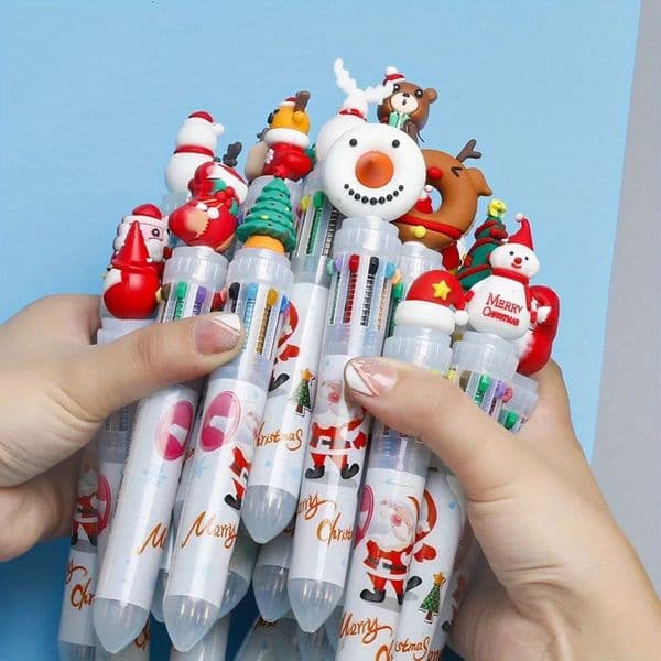 3Pcs 610 Colors Random Christmas Ballpoint Pen Cute Santa Claus Multicolor Marker Pens For Kids Stationery Gift 251211BJ