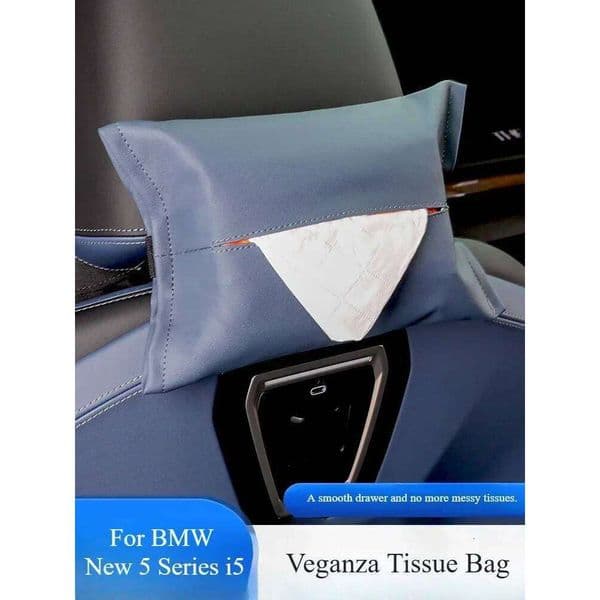 For BMW New 5 Series I5 2024 2025 Car Box, Seat Back Leather Hanging Paper Box Bag Armrest Tissue Boxes Container 25H1219