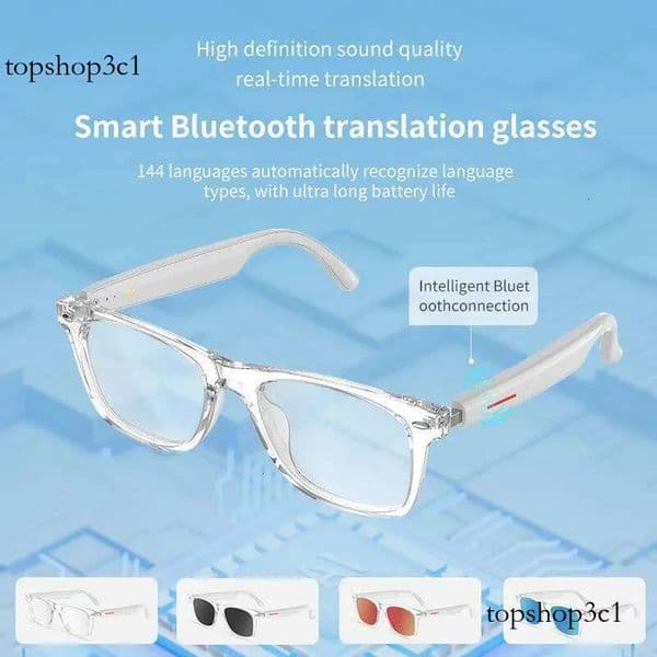 Smart AI Glasses 100+ Languages Real-time Translation Bluetooth Sunglasses Earphones Voice Assistant Call Music glasses with camera