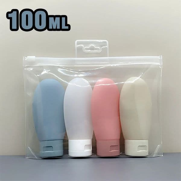 4Pack/Set 100ML Leak Proof Refillable Squeezable Containers PP liquid Travel Accessories For Toiletry Shampoo Soap Body Wash 251213BJ