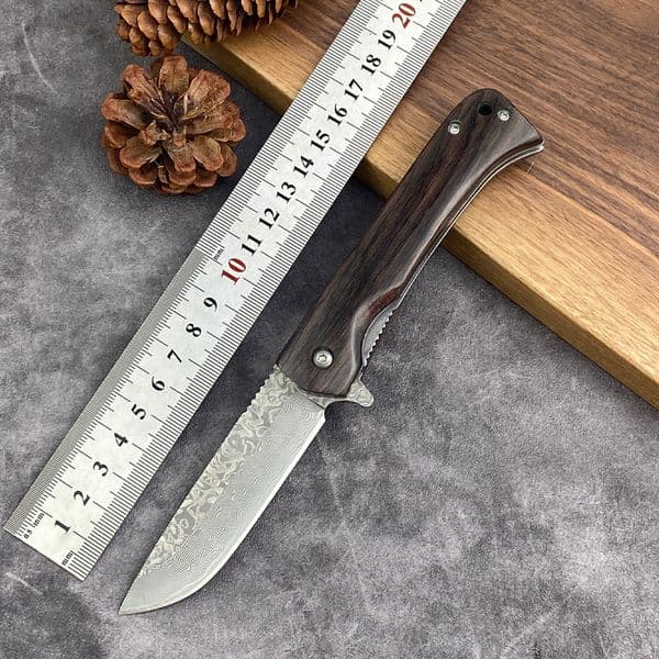 Damascus Steel Folding High Hardness Sharp Outdoor Self-defense Camping Knife Household