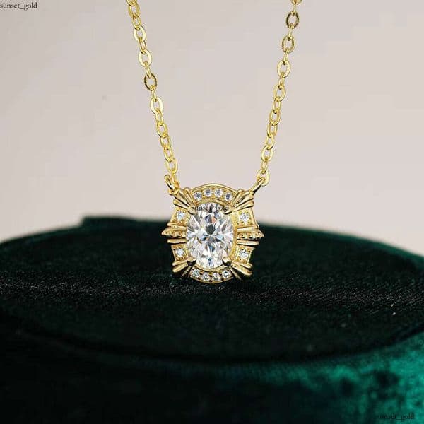 High Quality Oval Cut 1 CT 5A VVS Moissanite Pendant Necklace 925 Sterling Silver Boutique Jewelry Women Gift Factory Price