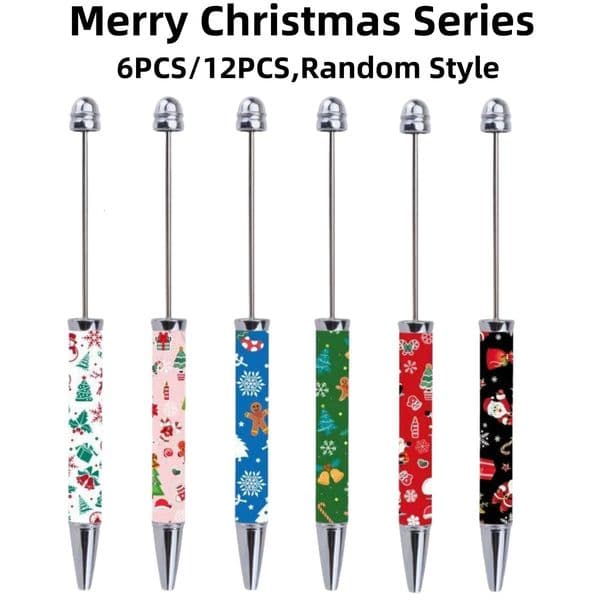 Back To School 6PCS12PCS Creative Christmas Bead Ballpoint Pen Set Fun Office And Study Supplies 251211BJ