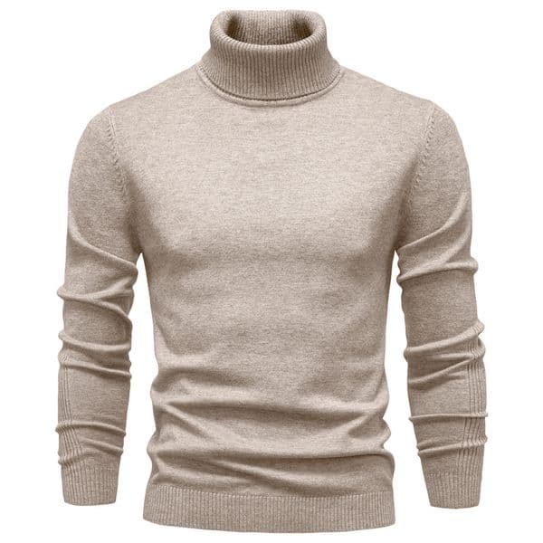 WOZK Autumn winter new casual men's solid color pullover sweater, high neck knitted sweater, casual men's inner top high quality keep warm