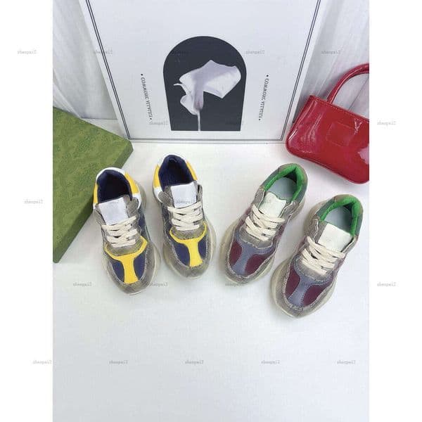 Luxury kids Running shoes Thick sole Child Sneakers Size 26-35 Including paper boxes Color Mosaic design Childrens Shoes A505X14N126-b