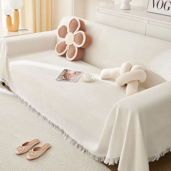 Sofa Towel with Full Coverage Ins Cream Wind Cotton Yarn Camping Blanket Sofa Cushion Cover All Season Universal All Inclusive 251215