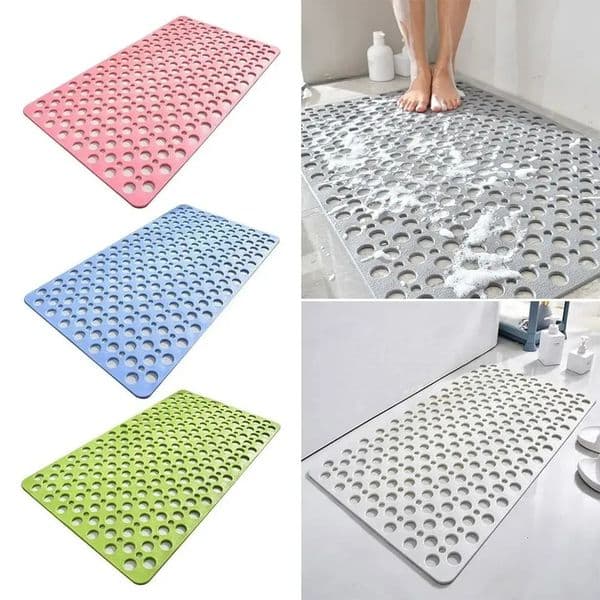 Slip Anti Mould Rubber Anti Slip Bath Mat with Drain Holes Machine Washable Antibacterial Resistant Shower Mat for Shower or Tub 251211BJ