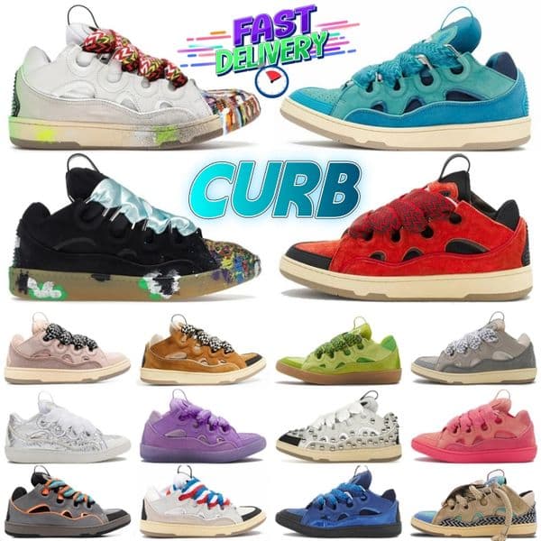 Luxury Curb Designer Shoes Dress Shoes fashion Leather Curb Sneakers Pairs Men Women Lace-up Trainers Sneaker Calfskin Rubber Nappa Casual Shoes Size 35-46