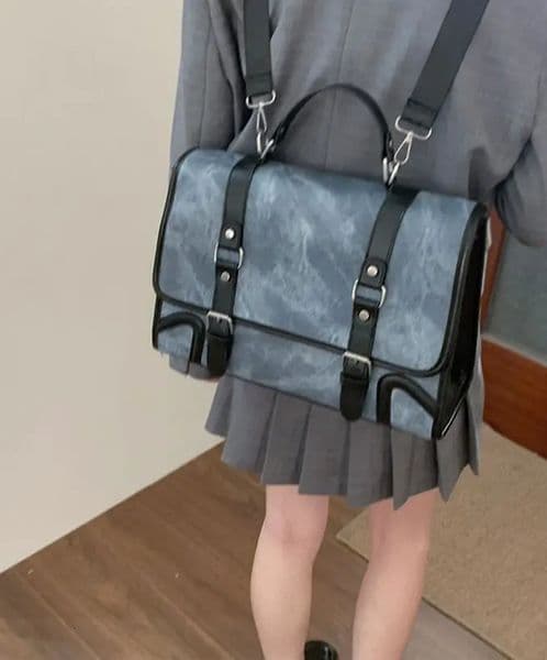 JIAERDI Preppy Style Jk Backpack Women Autumn Leather Handle Backpacks Briefcase Ladies Harajuku Aesthetic Blue Schoolbag 251218