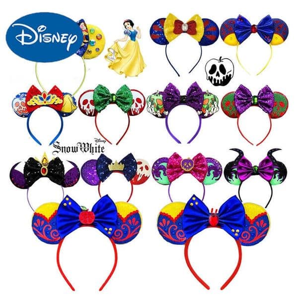Disney Mickey Mouse Princess Snow White Headbands for Girls Skeletal Apple Ears Hair Accessories Women Queen Hair Band H251220