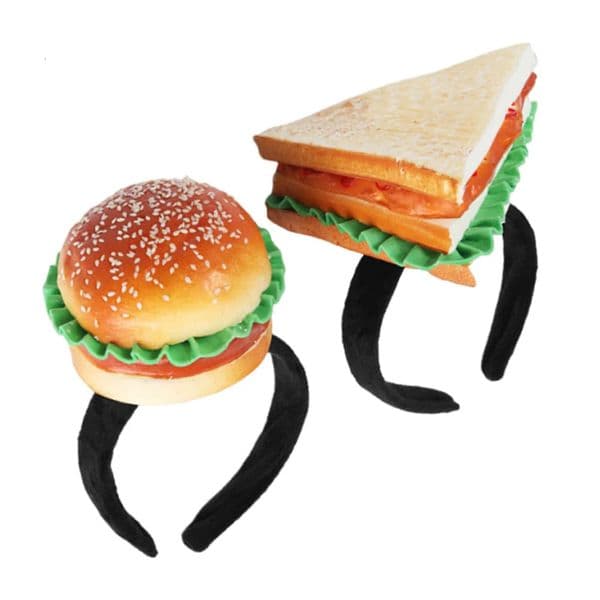 2Pcs Hamburger Headband Burger Hat Mini Food Costume Accessory Sand Party Hats Festive Supplies Novelty Dog Headpiece 251219