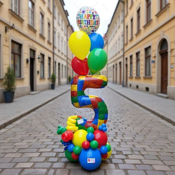 43Pcs Building Blocks Digital Theme Red Yellow Blue Green Latex Balloon Birthday Party Set Shower Globos Supplies 251215