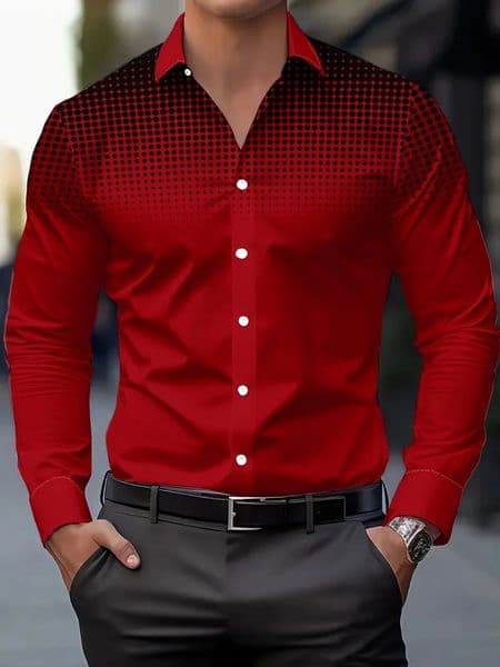 Mens Dot Print Long Sleeve Shirt Casual Slim Fit Streetwear Stylish Comfortable Daily Top Blouse For Men 251219BJ