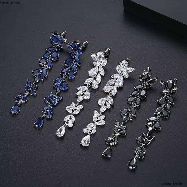 Loudimi Luxury Leaf-Shaped VVS Moissanite Drop for Women Wedding Long Earrings Jewelry