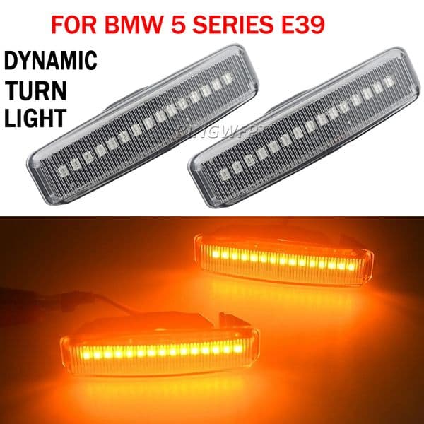 For BMW 5 Series E39 1995-2003 M5 1998-2003 Car Dynamic LED Turn Signal Side Marker Lights Flowing Sequential Blinker Light
